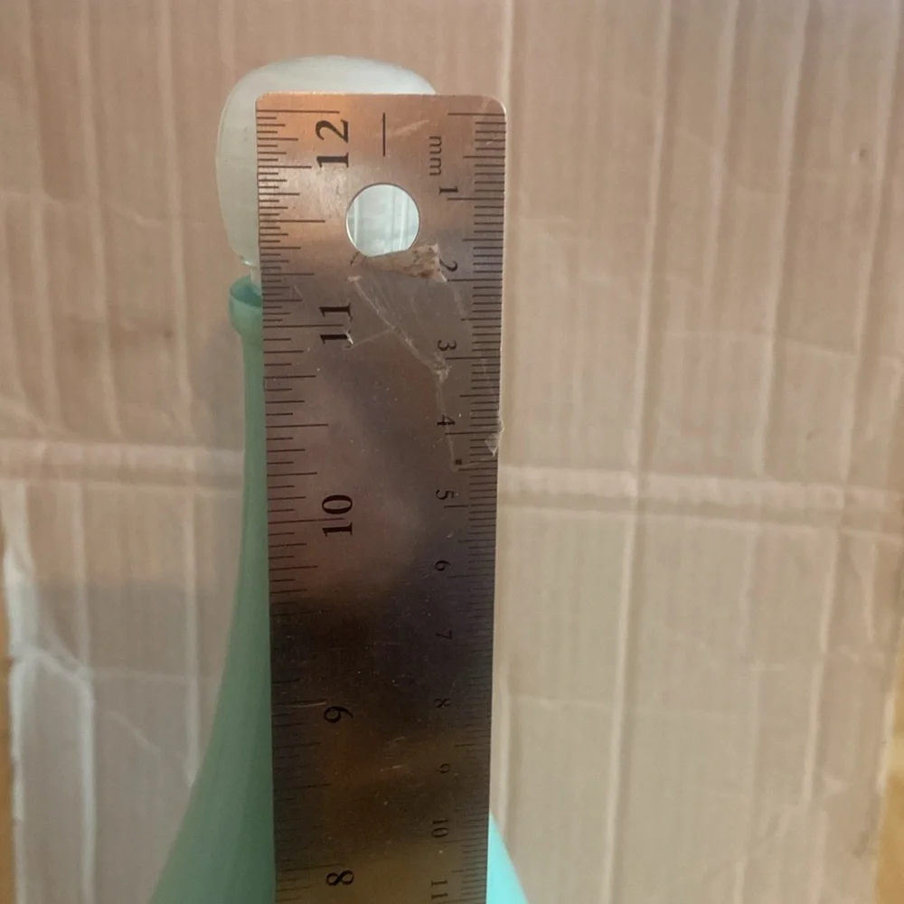 Bluish Green Decorative Empty Bottle. Use as decor or for liquids. About 12 in. - Picture 3 of 3